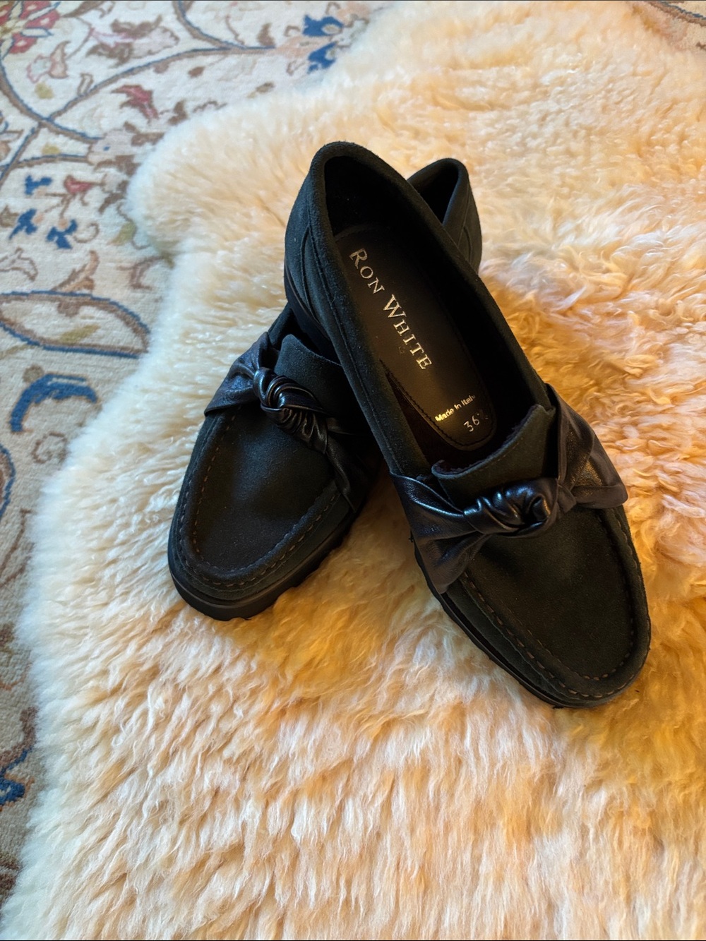 Ron White dark green, suede loafers. Size 6.5 US. Made in Italy. Like new.